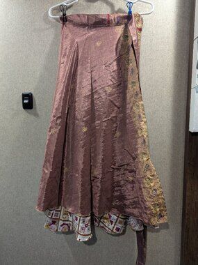 Darn Good Yarn Silk Sari Wrap Skirt | Reversible | Boho | One of a Kind